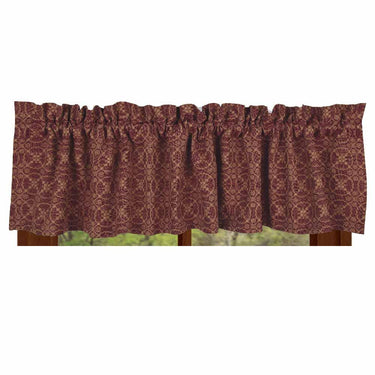 Barn Red Tan Marshfield Jacquard Valance Lined VL106017 - The Fox Decor